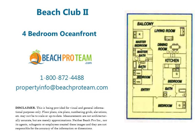 Beach Club II Floor Plan - 4 Bedroom Oceanfront